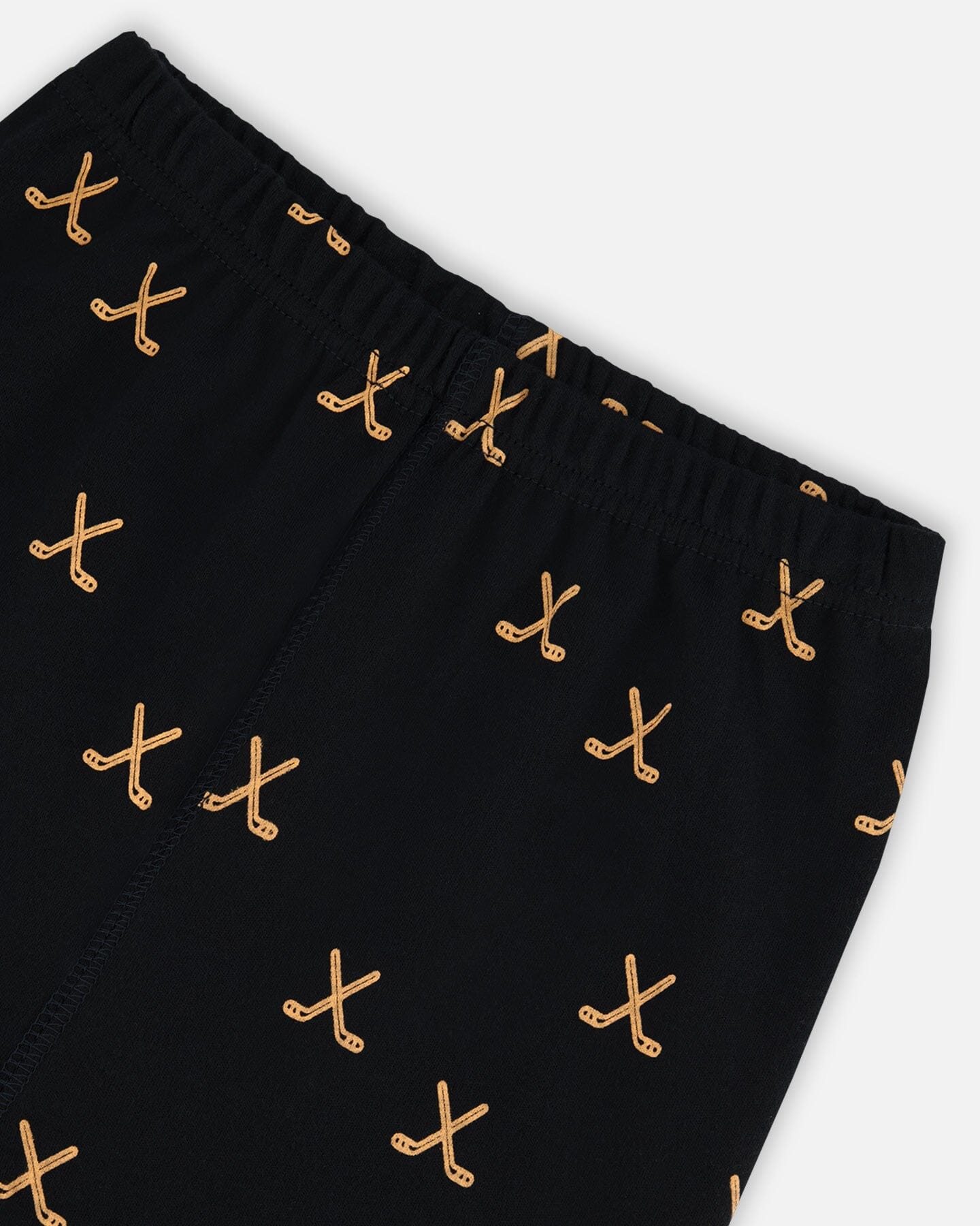 Organic Cotton Printed Hockey Players Two Piece Pajama Set Black-4