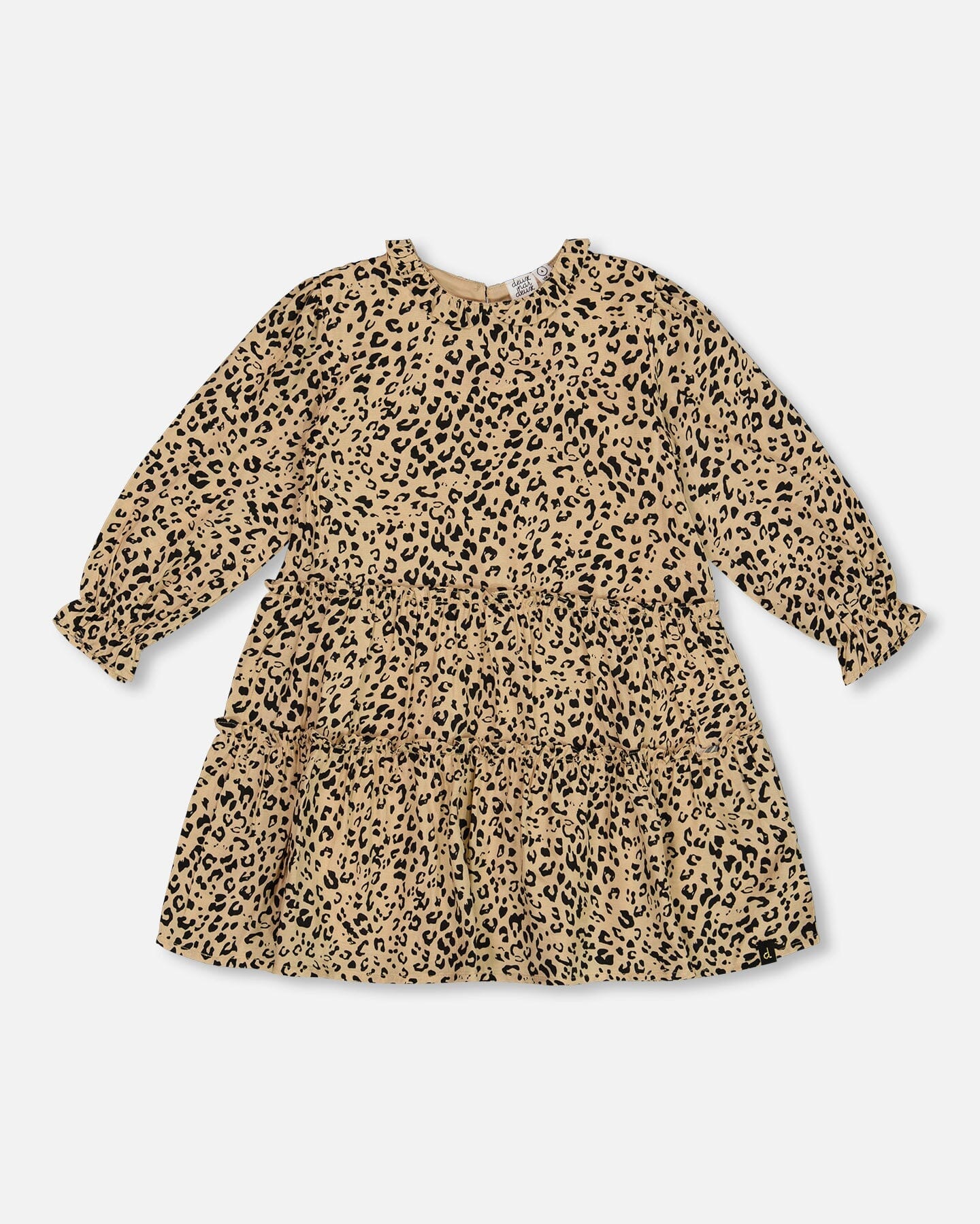 Long Sleeve Viscose Dress With Frill Printed Leopard-0