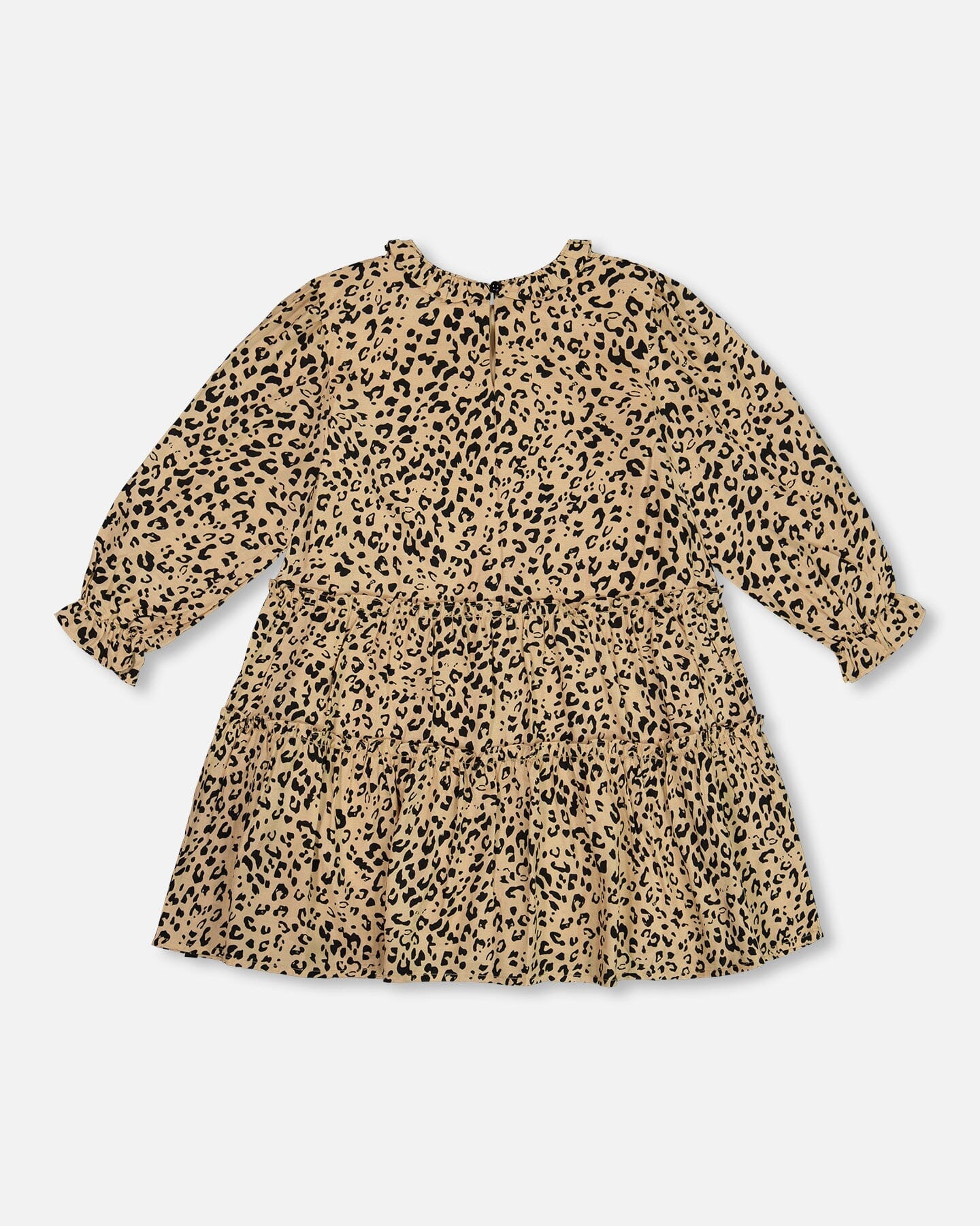 Long Sleeve Viscose Dress With Frill Printed Leopard-2