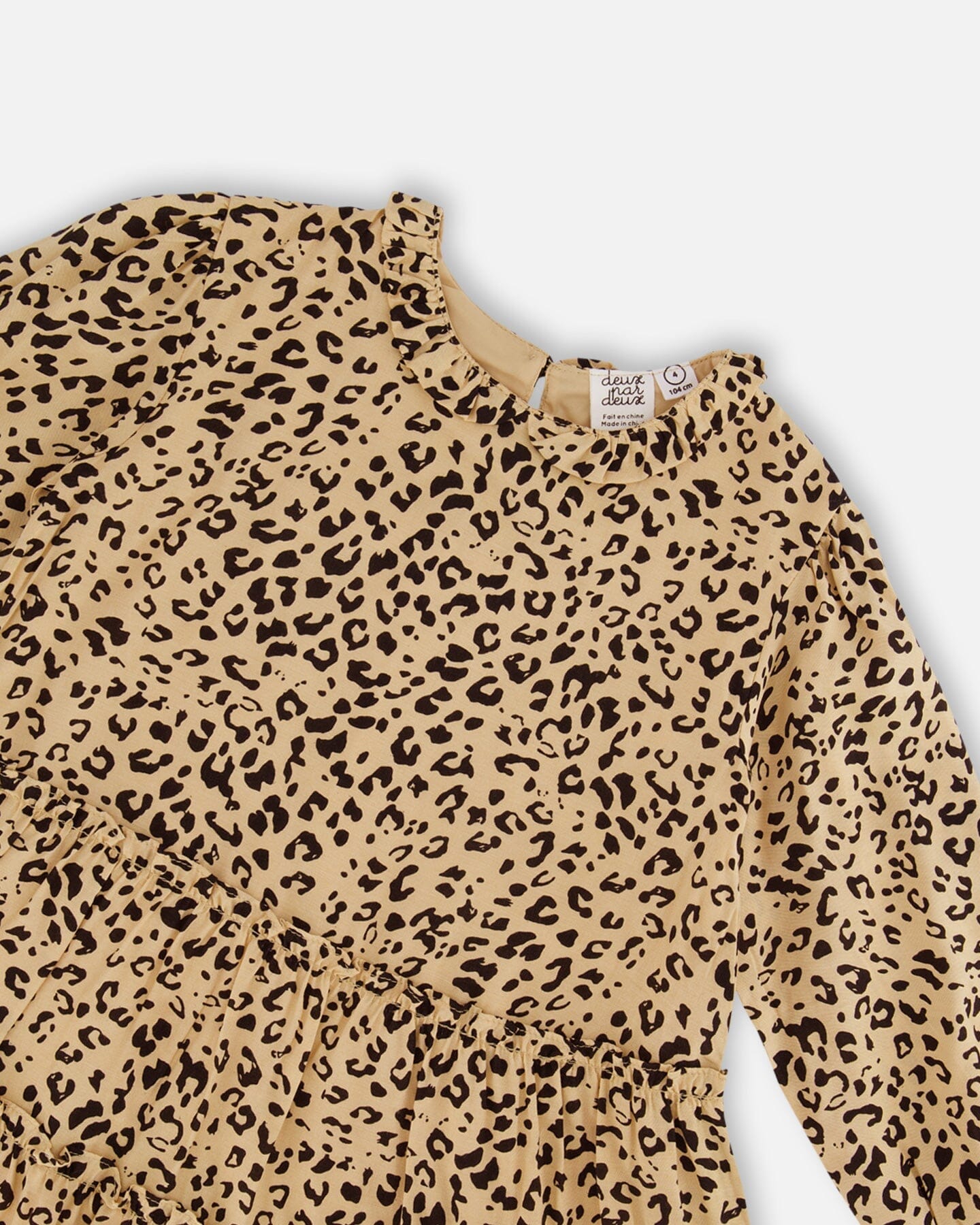 Long Sleeve Viscose Dress With Frill Printed Leopard-3