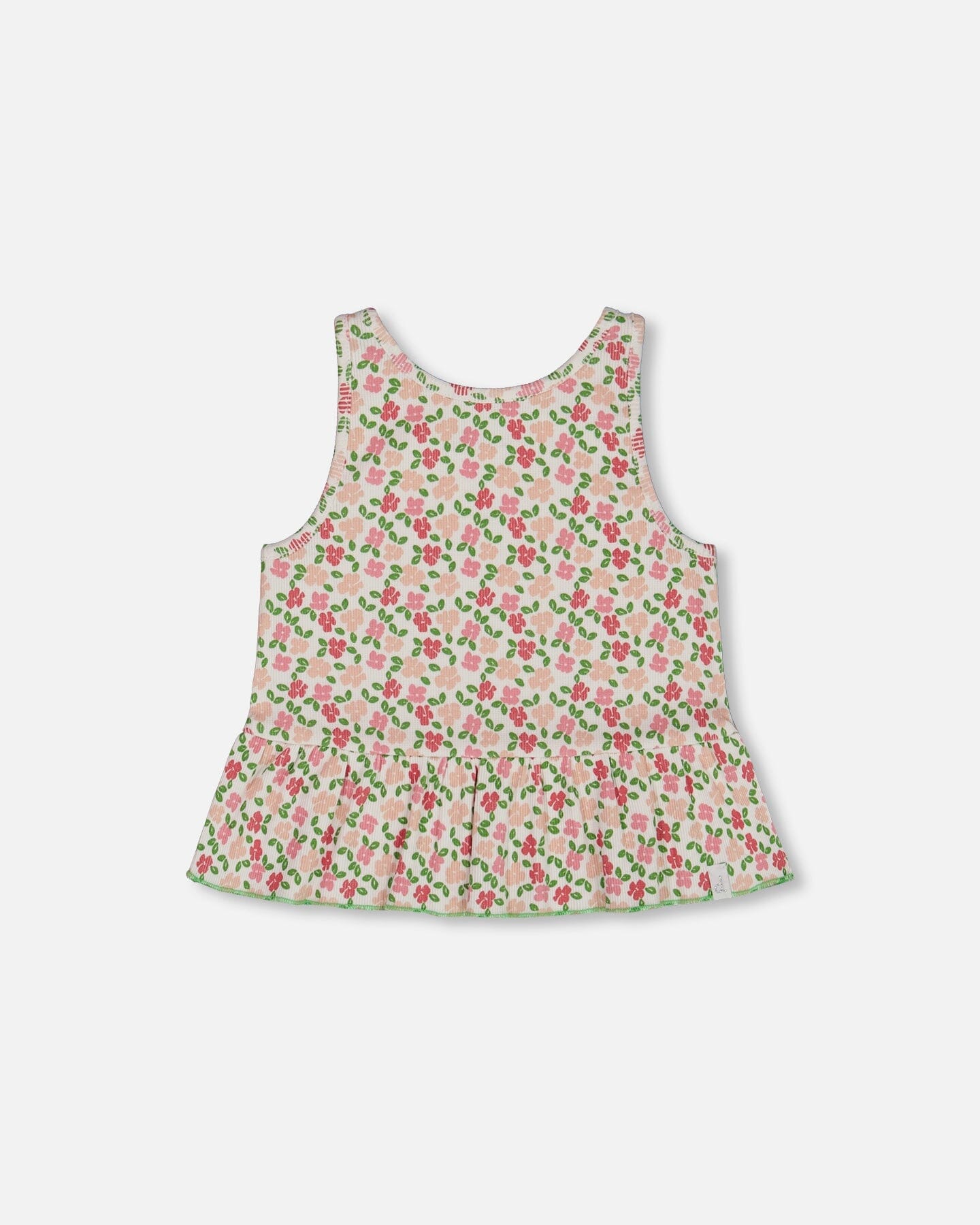 Printed Tank Top With Flounce Small Flowers On White Background-0