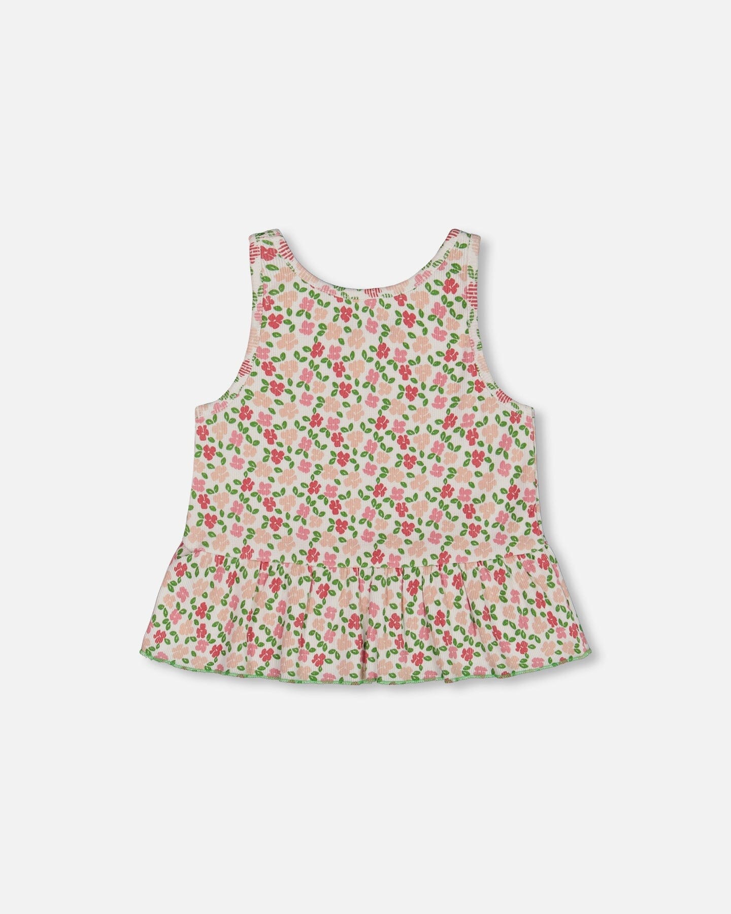 Printed Tank Top With Flounce Small Flowers On White Background-2