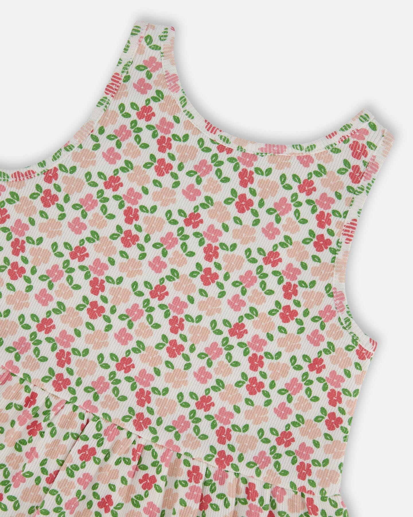 Printed Tank Top With Flounce Small Flowers On White Background-3