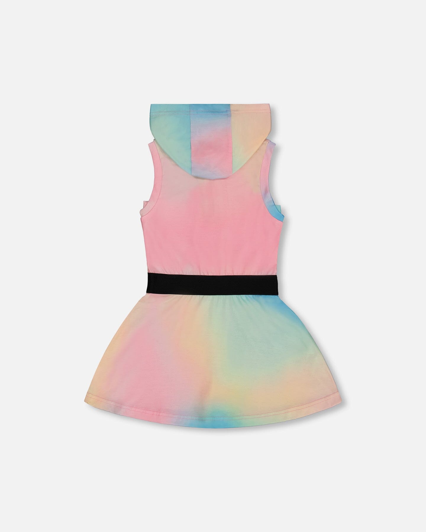 Hooded Dress With Elastic Waist Multicolored Tie Dye-2