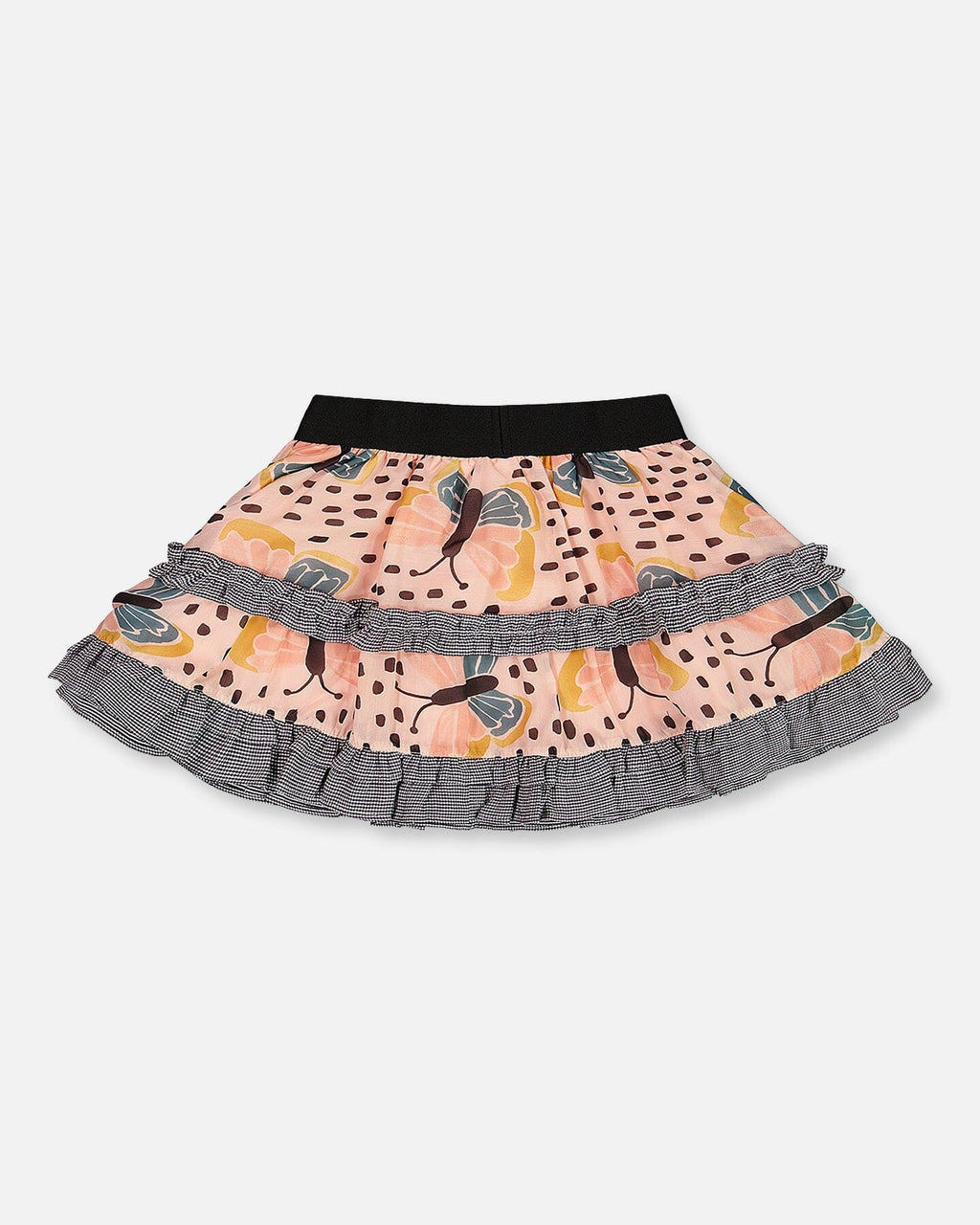 Printed Ruffle Skirt Black And Pink Butterflies-3