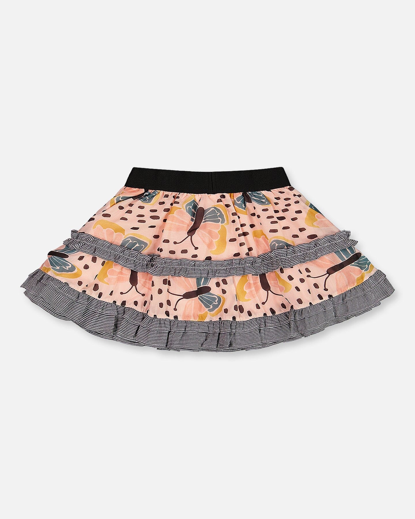 Printed Ruffle Skirt Black And Pink Butterflies-3