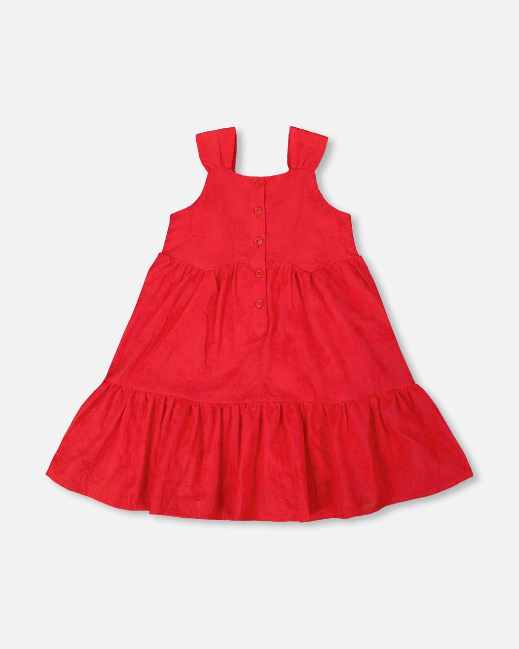 Multi-Tiered Eyelet Dress Red-3