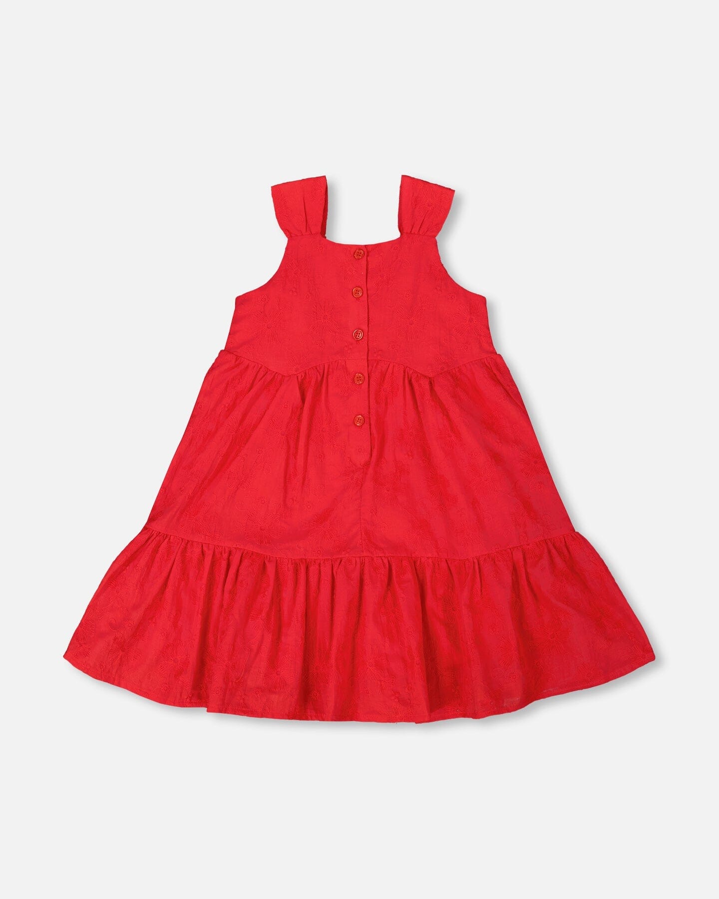Multi-Tiered Eyelet Dress Red-3