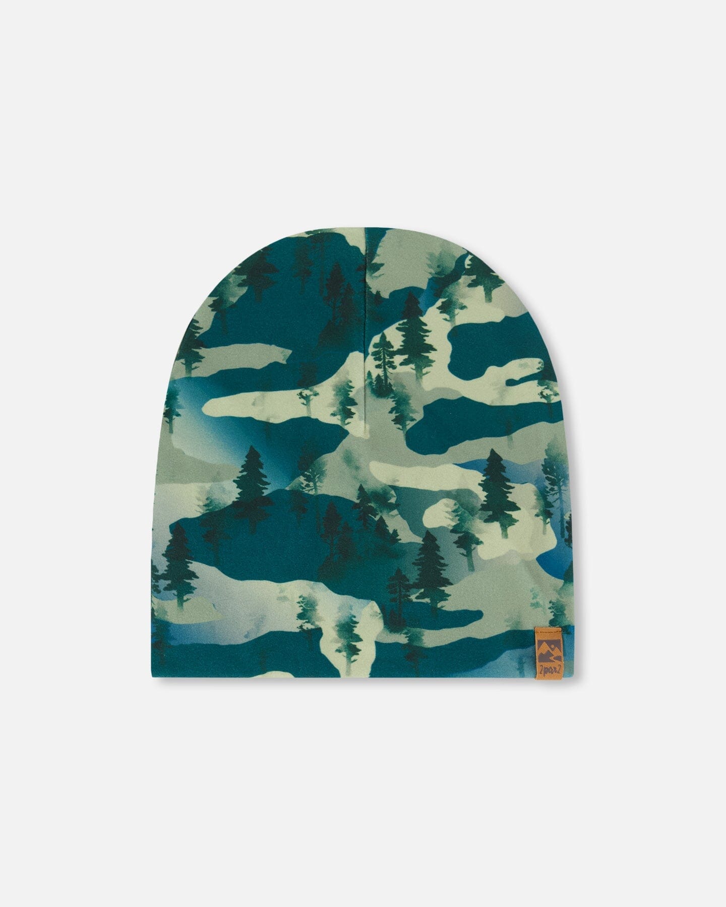 Printed Beanie Hat Forest Green With Black Pines-0