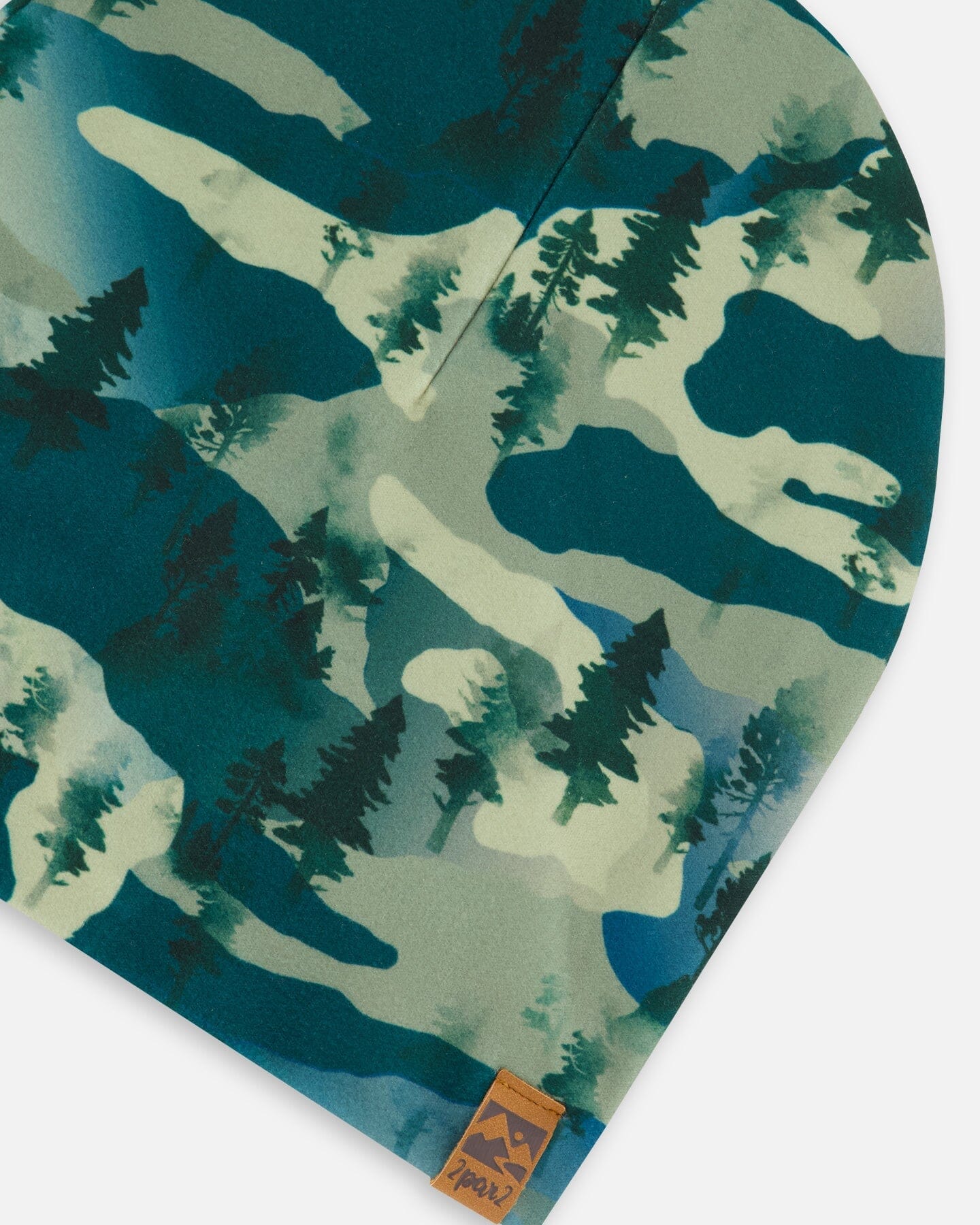 Printed Beanie Hat Forest Green With Black Pines-3